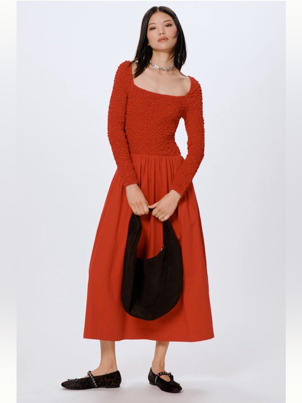 Anthropologie Damson Madder Malinda Smocked Long Sleeve Midi Dress - Size 6